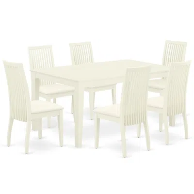 East West Furniture Dining Room Set Linen White, Caip7-lwh-c In Blue