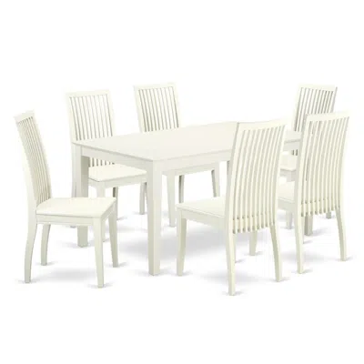 East West Furniture Dining Room Set Linen White, Caip7-lwh-w