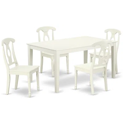 East West Furniture Dining Room Set Linen White, Cake5-lwh-w In Neutral