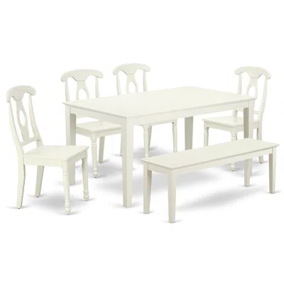 East West Furniture Dining Room Set Linen White, Cake6-lwh-w