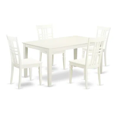 East West Furniture Dining Room Set Linen White, Calg5-lwh-w