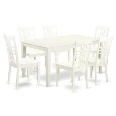 East West Furniture Dining Room Set Linen White, Calg7-lwh-w