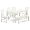 East West Furniture Dining Room Set Linen White, Cawe6-lwh-w In White
