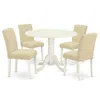 East West Furniture Dining Room Set Linen White, Dlab5-lwh-02