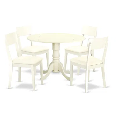East West Furniture Dining Room Set Linen White, Dlad5-lwh-lc In Burgundy