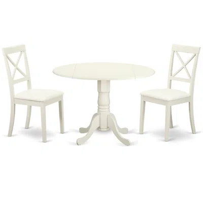 East West Furniture Dining Room Set Linen White, Dlbo3-lwh-lc