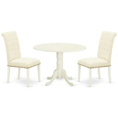 East West Furniture Dining Room Set Linen White, Dlbr3-whi-02 In Neutral