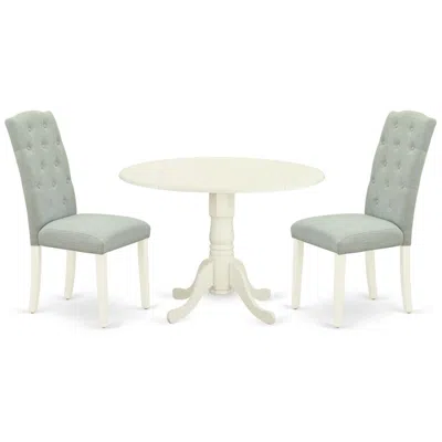 East West Furniture Dining Room Set Linen White, Dlce3-whi-15