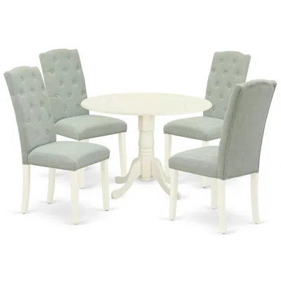 East West Furniture Dining Room Set Linen White, Dlce5-whi-15 In Gray