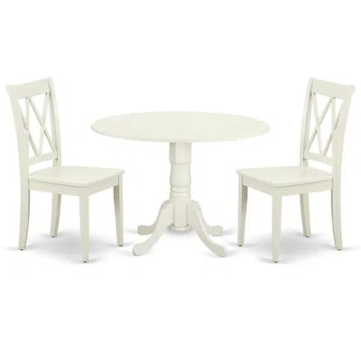 East West Furniture Dining Room Set Linen White, Dlcl3-lwh-w