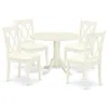 East West Furniture Dining Room Set Linen White, Dlcl5-whi-c