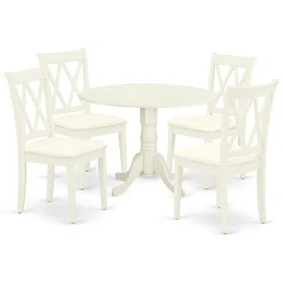 East West Furniture Dining Room Set Linen White, Dlcl5-whi-c