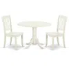 East West Furniture Dining Room Set Linen White, Dlda3-lwh-w