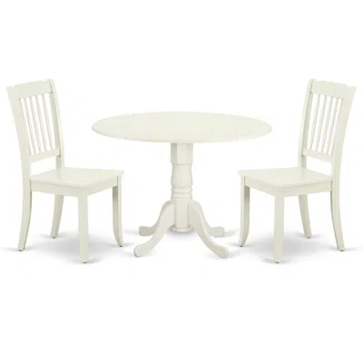 East West Furniture Dining Room Set Linen White, Dlda3-lwh-w In Brown
