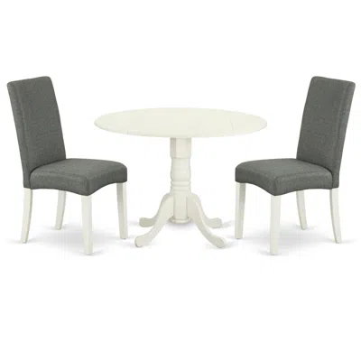 East West Furniture Dining Room Set Linen White, Dldr3-lwh-07 In Gray