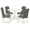 East West Furniture Dining Room Set Linen White, Dldr5-lwh-07