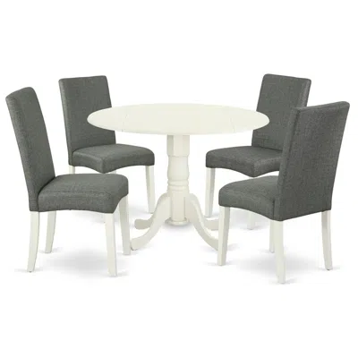 East West Furniture Dining Room Set Linen White, Dldr5-lwh-07
