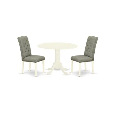 East West Furniture Dining Room Set Linen White, Dlel3-whi-07 In Gray