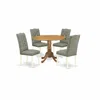 East West Furniture Dining Room Set Linen White, Dlel5-whi-07