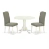 East West Furniture Dining Room Set Linen White, Dlen3-lwh-06