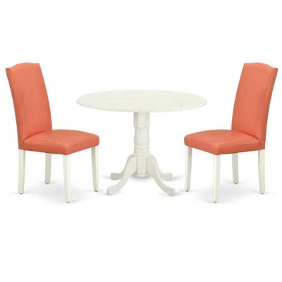East West Furniture Dining Room Set Linen White, Dlen3-lwh-78 In Blue