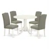 East West Furniture Dining Room Set Linen White, Dlen5-lwh-06