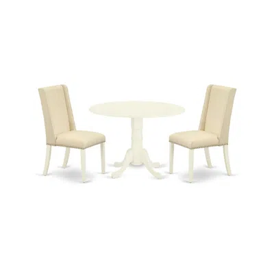 East West Furniture Dining Room Set Linen White, Dlfl3-whi-01 In Burgundy