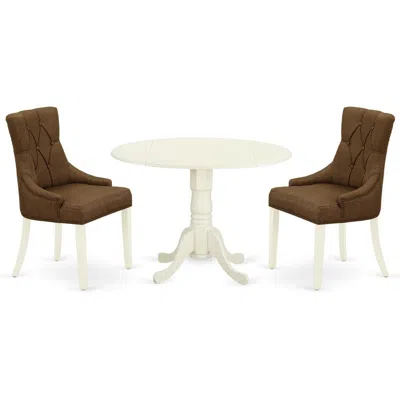 East West Furniture Dining Room Set Linen White, Shfr3-whi-18 In Brown