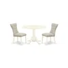 East West Furniture Dining Room Set Linen White, Dlga3-whi-35