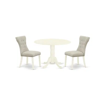 East West Furniture Dining Room Set Linen White, Dlga3-whi-35