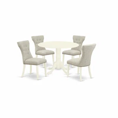 East West Furniture Dining Room Set Linen White, Dlga5-whi-35 In Gray