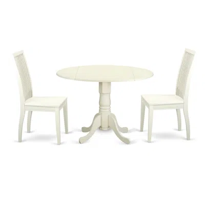 East West Furniture Dining Room Set Linen White, Dlip3-lwh-w