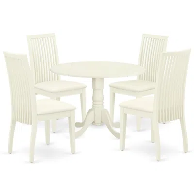 East West Furniture Dining Room Set Linen White, Dlip5-whi-c In Animal Print