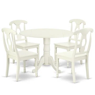 East West Furniture Dining Room Set Linen White, Dlke5-lwh-w
