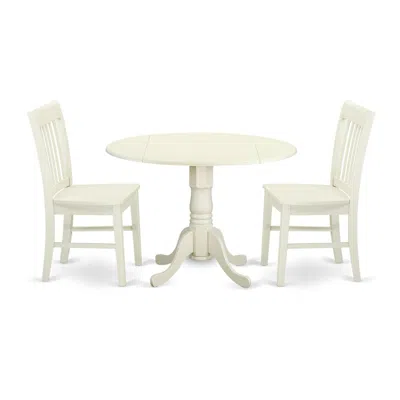 East West Furniture Dining Room Set Linen White, Dlno3-lwh-w