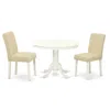 East West Furniture Dining Room Set Linen White, Hlab3-lwh-02