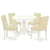 East West Furniture Dining Room Set Linen White, Hlab5-lwh-64