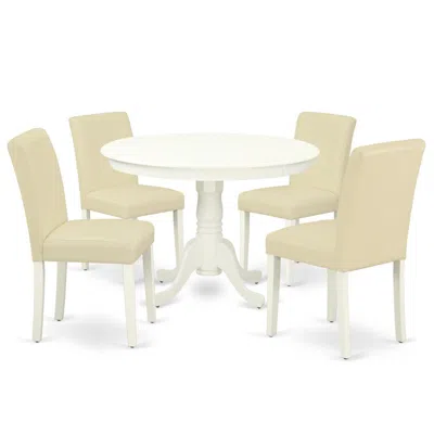 East West Furniture Dining Room Set Linen White, Hlab5-lwh-64
