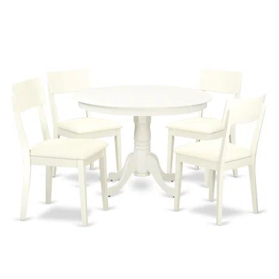 East West Furniture Dining Room Set Linen White, Hlad5-lwh-lc In Green