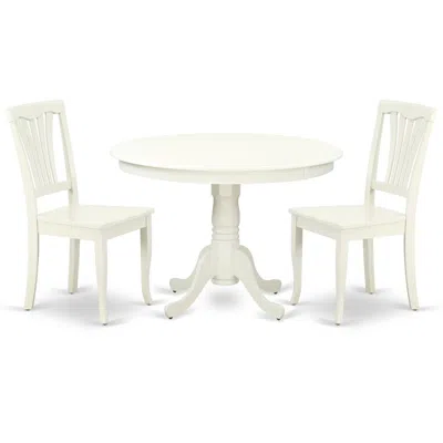 East West Furniture Dining Room Set Linen White, Hlav3-lwh-w