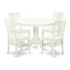 East West Furniture Dining Room Set Linen White, Hlav5-lwh-w In White