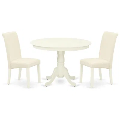 East West Furniture Dining Room Set Linen White, Hlba3-lwh-01 In Neutral