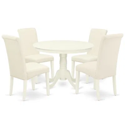 East West Furniture Dining Room Set Linen White, Hlba5-lwh-01 In Neutral