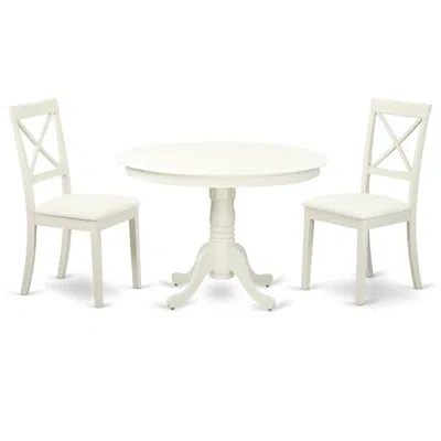 East West Furniture Dining Room Set Linen White, Hlbo3-lwh-lc