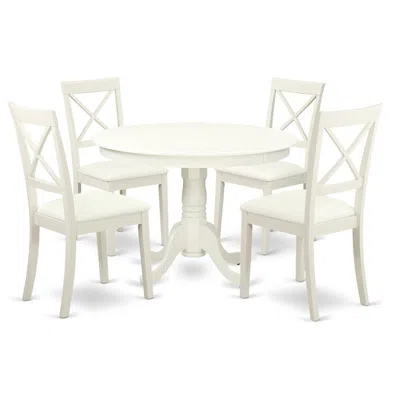 East West Furniture Dining Room Set Linen White, Hlbo5-lwh-lc