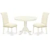 East West Furniture Dining Room Set Linen White, Hlbr3-lwh-02