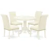 East West Furniture Dining Room Set Linen White, Hlbr5-lwh-02