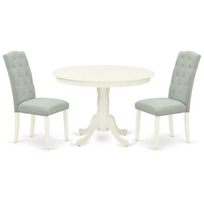 East West Furniture Dining Room Set Linen White, Hlce3-lwh-15