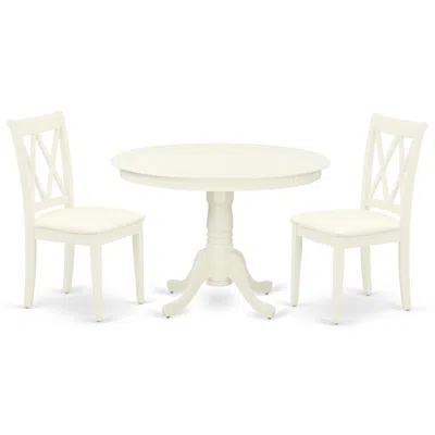 East West Furniture Dining Room Set Linen White, Hlcl3-lwh-c