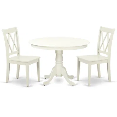 East West Furniture Dining Room Set Linen White, Hlcl3-lwh-w